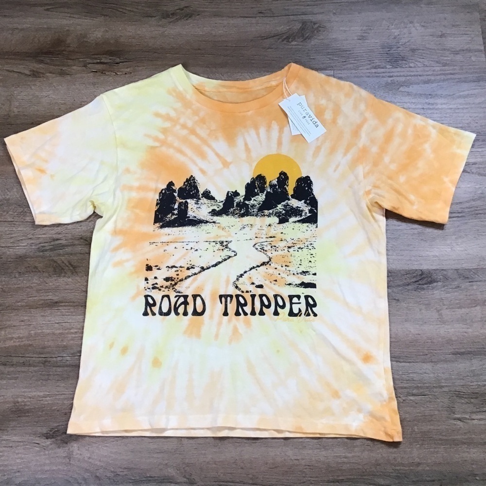 Pura Vida Shirt Graphic Road Tripper Oversize Tie Dye Orange White S…